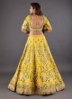 Resham Work Silk Lehenga Choli In Yellow Color